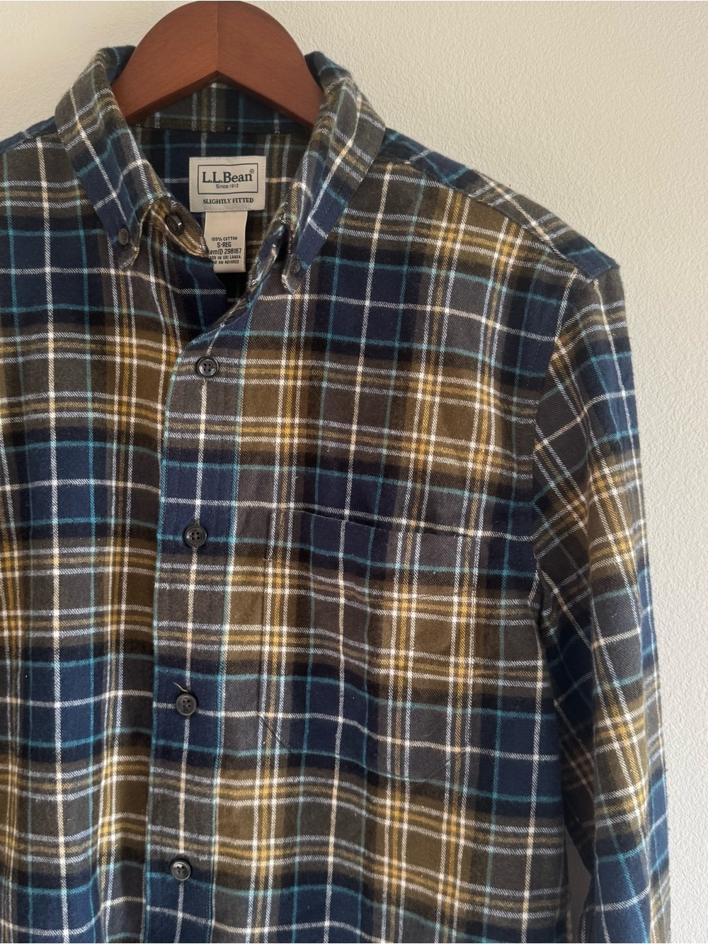 L.L. Bean Scotch Plaid Flannel Shirt Slightly Fitted Plaid Tartan S Outdoor
